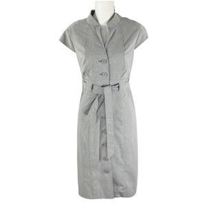 Calvin Klein Heathered Gray Fitted Button Down Dress, Size 12